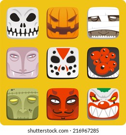 halloween monster cartoon icon illustrations