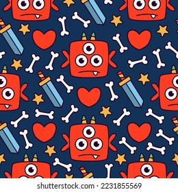 Halloween monster cartoon illustration pattern design