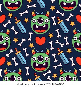 Halloween monster cartoon illustration pattern design