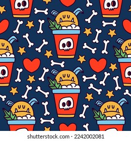 Halloween monster character cartoon illustration pattern design