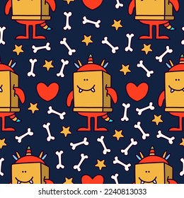 Halloween monster character cartoon pattern design