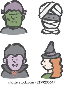 Halloween monster character illustration sets