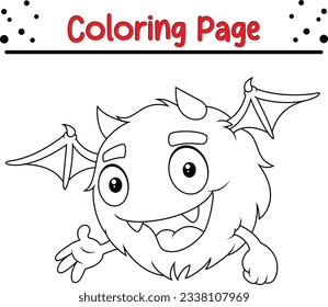 Halloween monster coloring page. Halloween Trick or Treat Black and white vector illustration for coloring book