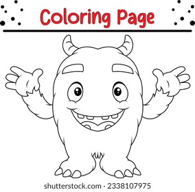 Halloween monster coloring page. Halloween Trick or Treat Black and white vector illustration for coloring book