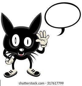 Halloween monster costume. black cat with talk bubble