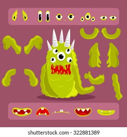 Halloween, monster design attributes,body parts and other details of vector image illustration set for decoration, postcards, posters, stickers, labels and other  creative needs.