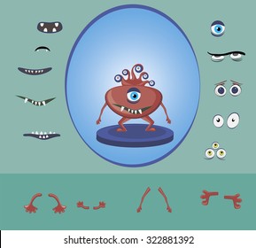 Halloween, monster design attributes,body parts and other details of vector image illustration set for decoration, postcards, posters, stickers, labels and other  creative needs.