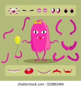 Halloween, monster design attributes,body parts and other details of vector image illustration set for decoration, postcards, posters, stickers, labels and other  creative needs.
