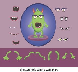 Halloween, monster design attributes,body parts and other details of vector image illustration set for decoration, postcards, posters, stickers, labels and other  creative needs.