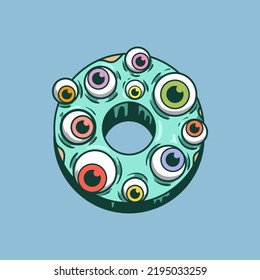 Halloween Monster Donut theme illustration