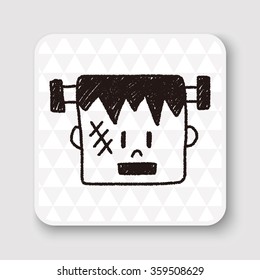 halloween monster doodle drawing