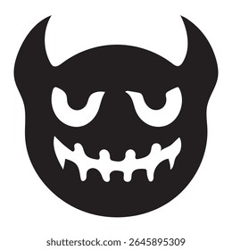 Halloween monster face emoji icon silhouette vector illustration on white background