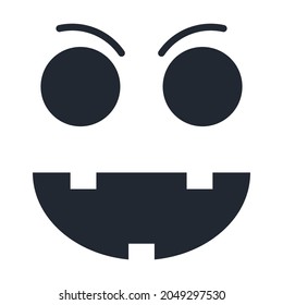 Halloween monster face. Halloween sticker. Monster face like halloween pumpkin, skull, vampire. Horror icons. Vector illustration