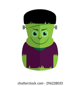 Halloween Monster, Frankenstein on white background. Icon symbol design. Vector illustration.