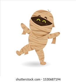 Halloween monster and ghost costume_Cute mummy dancing with isolated background