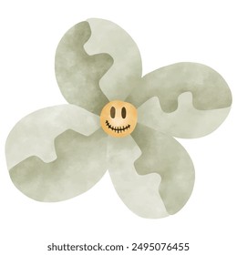 Halloween Monster ghost flower. Water color hand drawing vector file.