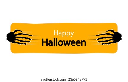 Halloween monster hands holding a sign, vector art illustration.