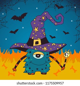 Halloween monster in the hat