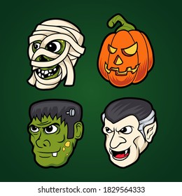 Halloween monster head vector illustration