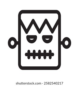 Halloween monster icon with a menacing face and sinister horns, ideal for horror and gothic designs.