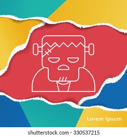 halloween monster line icon