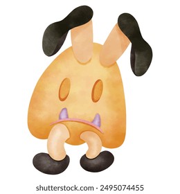Halloween monster Mushroom. Water color hand drawing  vector file.