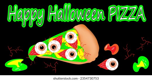 Halloween monster pizza vector EPS10