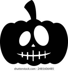 Halloween Monster Pumpkin Silhouette Icon - Spooky and Festive Celebration of All Hallows' Eve"