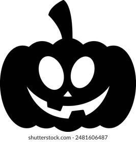 Halloween Monster Pumpkin Silhouette Icon - Spooky and Festive Celebration of All Hallows' Eve"