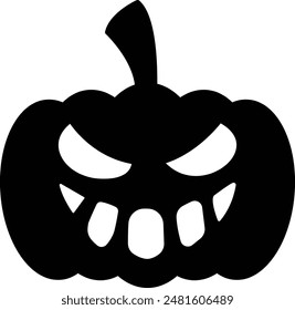 Halloween Monster Pumpkin Silhouette Icon - Spooky and Festive Celebration of All Hallows' Eve"