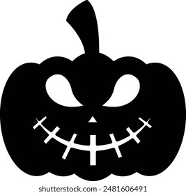 Halloween Monster Pumpkin Silhouette Icon - Spooky and Festive Celebration of All Hallows' Eve"