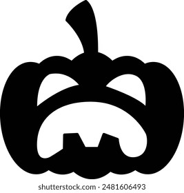 Halloween Monster Pumpkin Silhouette Icon - Spooky and Festive Celebration of All Hallows' Eve"