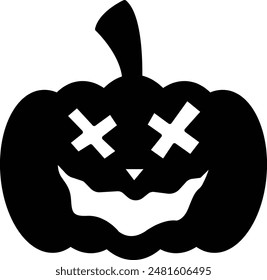 Halloween Monster Pumpkin Silhouette Icon - Spooky and Festive Celebration of All Hallows' Eve"