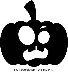 Halloween Monster Pumpkin Silhouette Icon - Spooky and Festive Celebration of All Hallows' Eve"