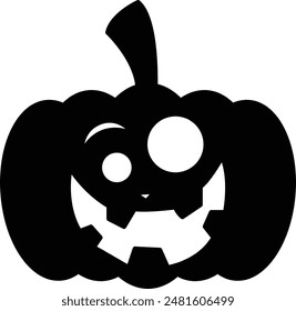 Halloween Monster Pumpkin Silhouette Icon - Spooky and Festive Celebration of All Hallows' Eve"