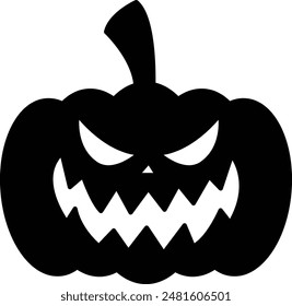 Halloween Monster Pumpkin Silhouette Icon - Spooky and Festive Celebration of All Hallows' Eve"