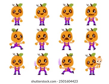 Halloween monster pumpkins, Funny pumpkin. Jack-o-lantern Holidays cartoon