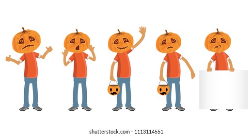 Halloween monster scarecrow man vector set for Halloween day