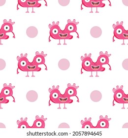 Halloween monster seamless pattern. Cute characters. Baby vector illustration.
