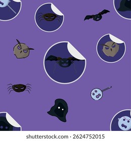 Halloween monster sticker pattern Vector illustration 