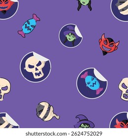 Halloween monster sticker pattern Vector illustration 