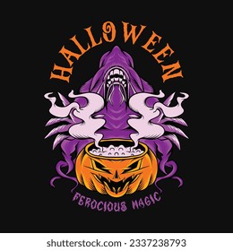 Halloween Monster T-shirt Design Vector Halloween Zombie Cartoon Character Illustration