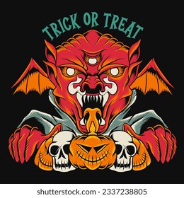 Halloween Monster T-shirt Design Vector Halloween Zombie Cartoon Character Illustration