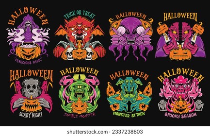 Halloween Monster T-shirt Designs Vector Halloween Zombie Cartoon Character Illustration