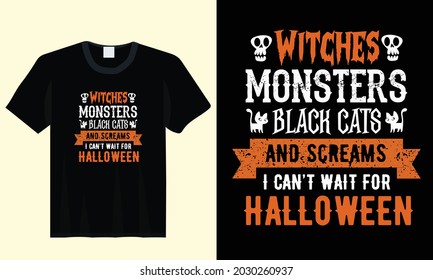 Halloween monster halloween typography t shirt template