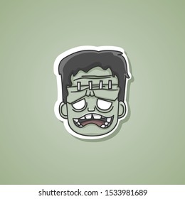 Halloween monster vector illustration. Sticker design. Zombie