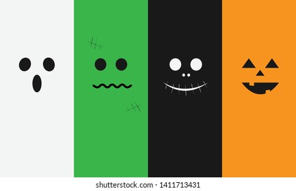 Halloween monsters face vector illustration