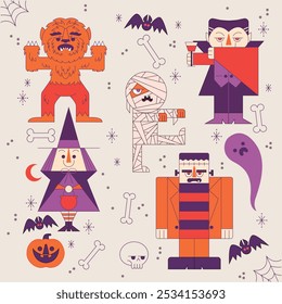 HALLOWEEN MONSTERS FUNNY VECTOR DESIGN