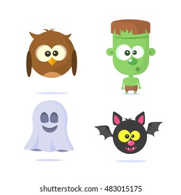 Halloween monsters icons. Vector illustration