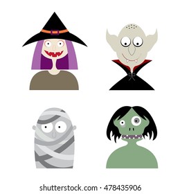 Halloween monsters portraits vector